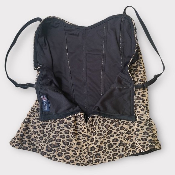Venezia 1990s Vintage Corset Adjustable Tank Top in Animal Print Leopard s Large - Picture 4 of 7